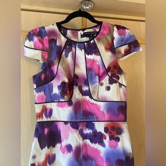 Sandra Angelozzi Cotton/Silk Blend Abstract Cap Sleeve Dress Size Medium - Picture 3 of 10